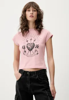The Ragged Priest tricou din bumbac culoarea roz, RPSS251083JS imagine
