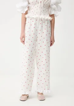 The Sleeper pantaloni din in culoarea bej, drept, high waist, PFPT01C093R imagine