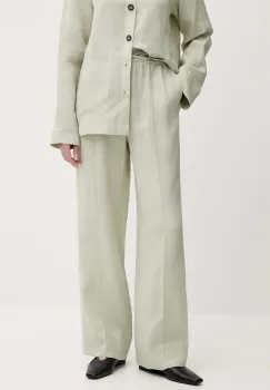 The Sleeper pantaloni din in culoarea verde, drept, high waist, UNPT01P040N imagine