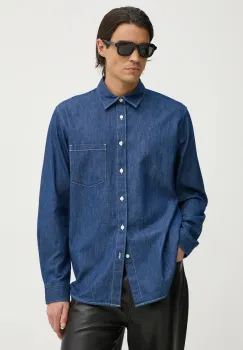 Theory camasa jeans barbati, culoarea albastru marin, cu guler clasic, regular, O0774526 imagine