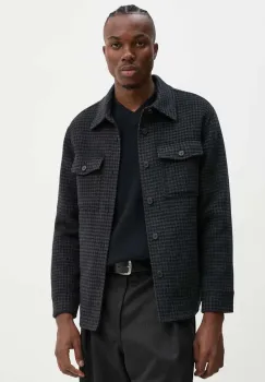 Theory jacheta de camasa din lana culoarea negru, de tranzitie, oversize, O0871406 imagine