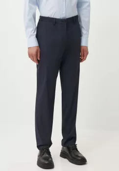 Theory pantaloni din in culoarea albastru marin, drept imagine