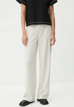 Theory pantaloni femei, culoarea bej, lat, high waist, O0709202 imagine