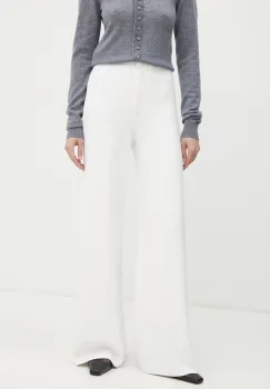 Theory pantaloni femei, culoarea bej, lat, high waist, O1116709 imagine