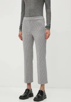 Theory pantaloni femei, culoarea gri, drept, high waist, O0727204 imagine