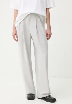 Theory pantaloni femei, culoarea gri, lat, high waist, O1109201 imagine
