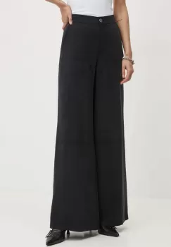 Theory pantaloni femei, culoarea negru, lat, high waist imagine