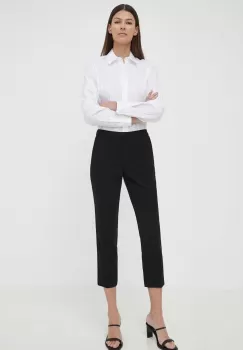 Theory pantaloni femei, culoarea negru, mulata, high waist imagine