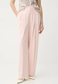 Theory pantaloni femei, culoarea roz, lat, high waist, O1109201 imagine