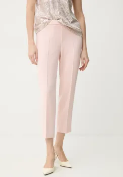 Theory pantaloni femei, culoarea roz, mulata, high waist imagine