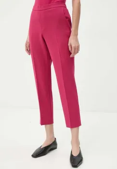 Theory pantaloni femei, culoarea roz, mulata, high waist imagine