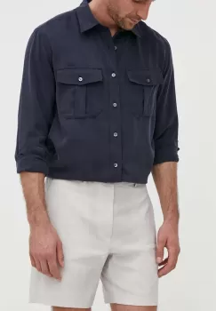 Theory pantaloni scurti din in culoarea gri imagine