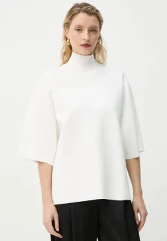 Theory pulover femei, culoarea bej, light, cu turtleneck, O1116707 imagine