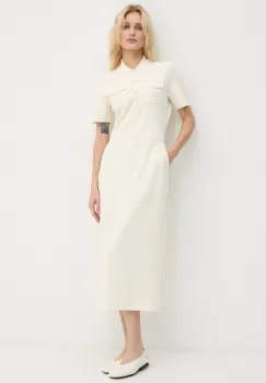 Theory rochie culoarea bej, midi, drept, O0709626 imagine