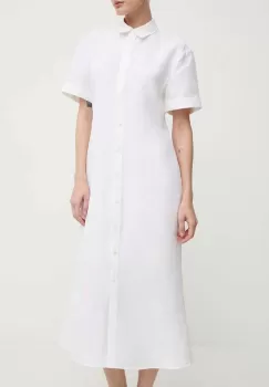 Theory rochie din in culoarea alb, midi, evazati, O0503614 imagine