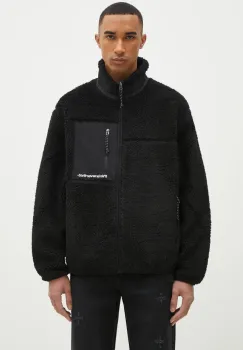 thisisneverthat geaca SP Sherpa Fleece Jacket barbati, culoarea negru, de tranzitie, TN243BOWHS01 imagine