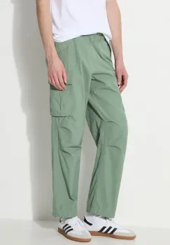 thisisneverthat pantaloni de bumbac culoarea verde, drept, TN241WPARP02 imagine