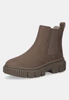 Timberland cizme chelsea din nubuc Greyfield Chelsea culoarea maro, cu toc plat, TB0A2FK2EM51 imagine