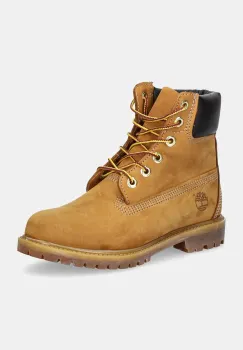 Timberland ghete de piele Premium 6 Inch femei, culoarea maro, cu toc plat, izolare usoara, TB1103617131 imagine