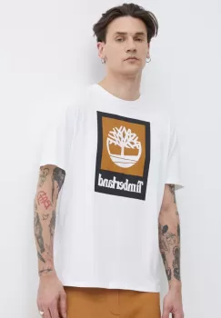 Timberland tricou din bumbac barbati, culoarea alb, cu imprimeu, TB0A5QS21001 imagine