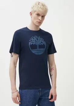 Timberland tricou din bumbac barbati, culoarea albastru marin, cu imprimeu, TB0A2C2RZ021 imagine