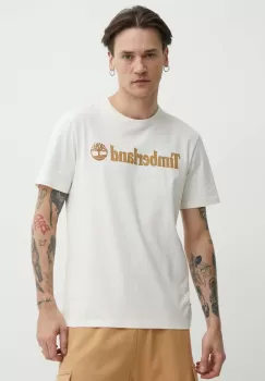Timberland tricou din bumbac barbati, culoarea bej, cu imprimeu, TB0A5UPQCM91 imagine