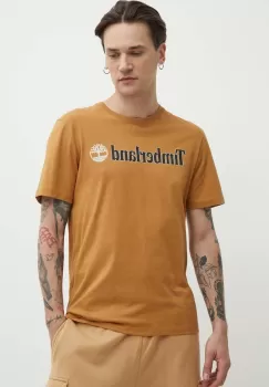 Timberland tricou din bumbac barbati, culoarea maro, cu imprimeu, TB0A5UPQP471 imagine