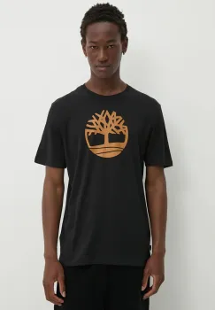 Timberland tricou din bumbac barbati, culoarea negru, cu imprimeu, TB0A2C2RP561 imagine