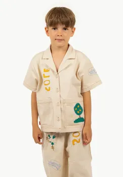 Tinycottons camasa de bumbac pentru copii ARTSY TREE SHIRT culoarea bej, SS25-201 imagine