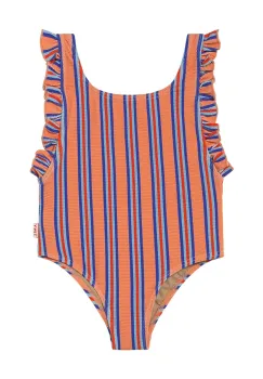 Tinycottons costum de baie dintr-o bucata pentru copii STRIPES SWIMSUIT culoarea portocaliu, SS25-277 imagine