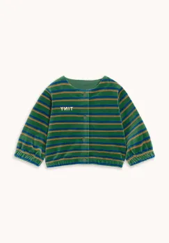 Tinycottons geaca bebe DUO STRIPES BABY JACKET culoarea verde, AW25-253 imagine