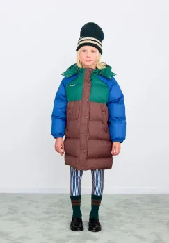 Tinycottons geaca copii COLOR BLOCK PADDED JACKET culoarea maro, AW25-141 imagine