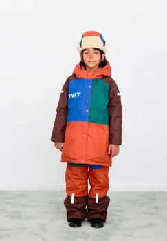 Tinycottons geaca copii COLOR BLOCK SNOW JACKET culoarea portocaliu, AW25-046 imagine
