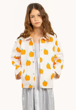Tinycottons geaca de bumbac pentru copii APPLES JACKET culoarea bej, SS25-214 imagine