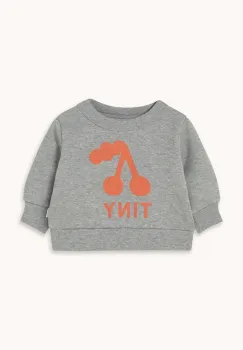 Tinycottons hanorac de bumbac pentru bebelusi CHERRY GRAPHIC BABY SWEATSHIRT culoarea gri, cu imprimeu, AW25-302 imagine
