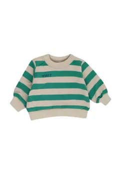 Tinycottons hanorac de bumbac pentru bebelusi STRIPES BABY SWEATSHIRT culoarea verde, modelator, SS25-126 imagine