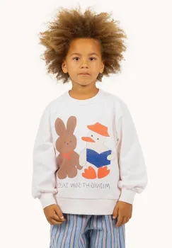 Tinycottons hanorac de bumbac pentru copii READERS GRAPHIC SWEATSHIRT culoarea bej, cu imprimeu, SS25-103 imagine