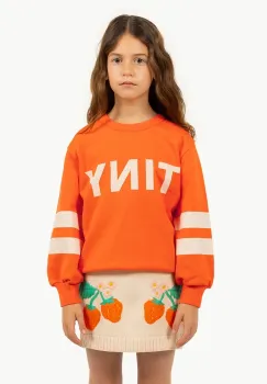 Tinycottons hanorac de bumbac pentru copii STRIPES LOGO SWEATSHIRT culoarea portocaliu, cu imprimeu, SS25-155 imagine