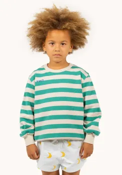 Tinycottons hanorac de bumbac pentru copii STRIPES SWEATSHIRT culoarea verde, modelator, SS25-125 imagine