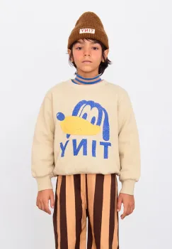 Tinycottons hanorac de bumbac pentru copii TINY DOG GRAPHIC SWEATSHIRT culoarea bej, cu imprimeu, AW25-289 imagine