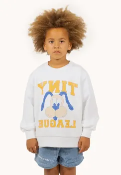 Tinycottons hanorac de bumbac pentru copii TINY LEAGUE GRAPHIC SWEATSHIRT culoarea bej, cu imprimeu, SS25-102 imagine