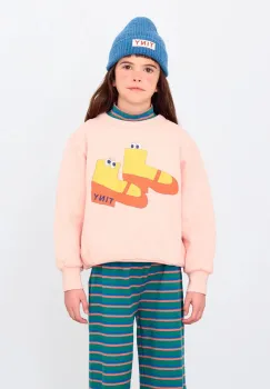 Tinycottons hanorac de bumbac pentru copii WALK GRAPHIC SWEATSHIRT culoarea roz, cu imprimeu, AW25-286 imagine