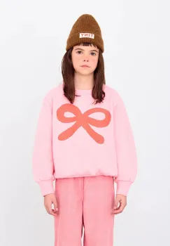 Tinycottons hanorac de bumbac pentru copii WORM GRAPHIC SWEATSHIRT culoarea roz, cu imprimeu, AW25-293 imagine