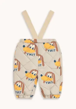 Tinycottons pantaloni bebe DOGS BABY PADDED SWEATPANT culoarea bej, cu imprimeu, AW25-166 imagine