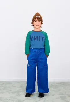 Tinycottons pantaloni copii TINY SOLID WOVEN PANT culoarea bleumarin, uni, AW25-457 imagine