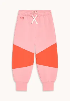Tinycottons pantaloni de bumbac pentru copii TINY COLOR BLOCK SWEATPANT culoarea roz, uni, AW25-275 imagine