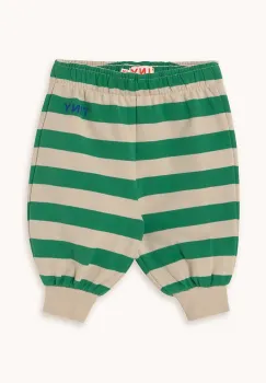 Tinycottons pantaloni de trening din bumbac pentru bebelusi STRIPES BABY SWEATPANT culoarea verde, modelator, SS25-127 imagine