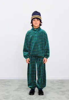 Tinycottons pantaloni de trening din bumbac pentru copii DUO STRIPES SWEATPANT culoarea verde, cu imprimeu, AW25-252 imagine