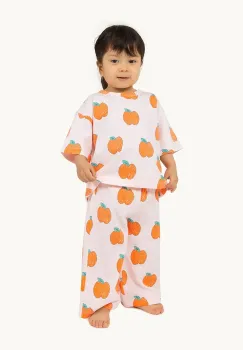 Tinycottons pantaloni din bumbac pentru bebelusi APPLES BABY PANT culoarea galben, cu imprimeu, SS25-039 imagine