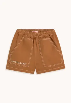 Tinycottons pantaloni scurti din bumbac pentru copii SOLID SHORT culoarea maro, neted, SS25-212 imagine